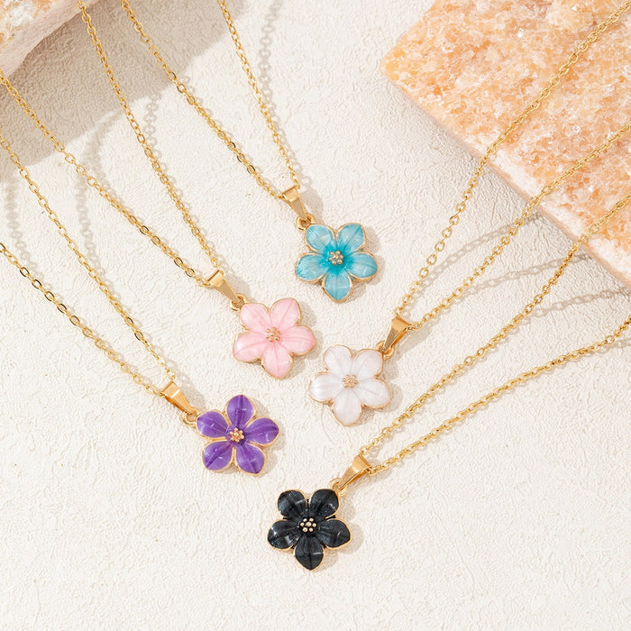 European And American-style Fashionable Oil-drop Flower Necklace