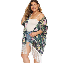 Plus-size Womens Printed Casual Cardigan