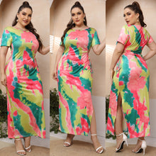 Plus-size Womens Printed Asymmetrical Dress