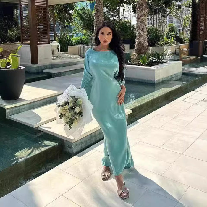 Round-neck Loose-fit Casual Dress In Plus Size With Cuffs